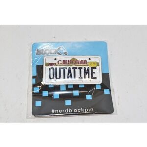 Back To The Future California OUTATIME License Plate Enamel Pin Nerd Block, NEW